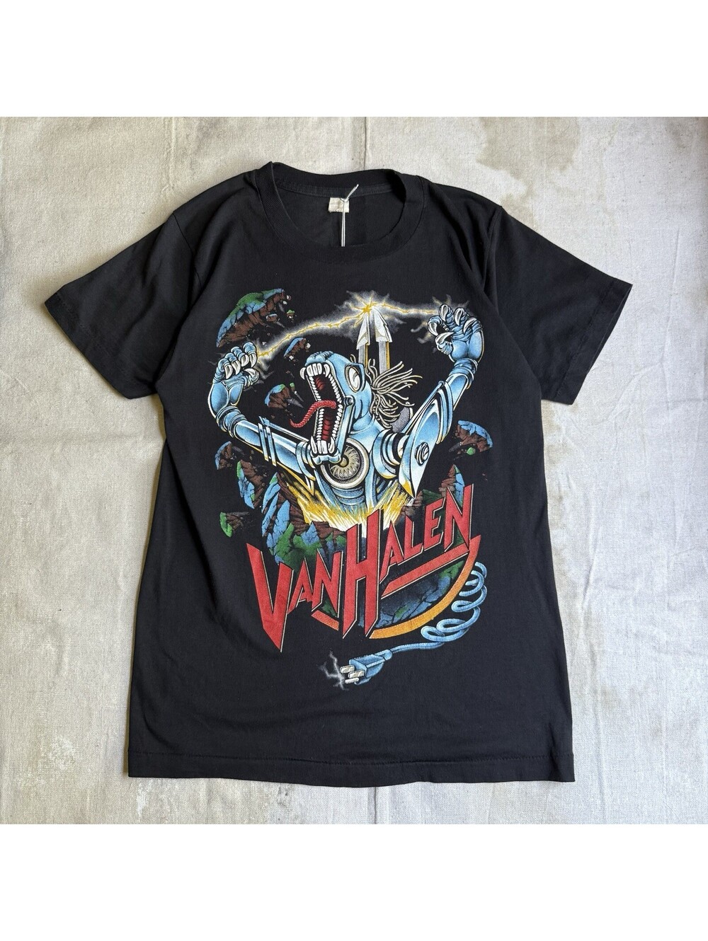 Vintage 80s Van Halen Band Kick A$$T-Shirt Single Stitch Men's Size Small Black